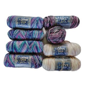 I Love This Yarn Lot 8 Skeins Day Dreamer Surprise Stripe Fuzzy Slippers